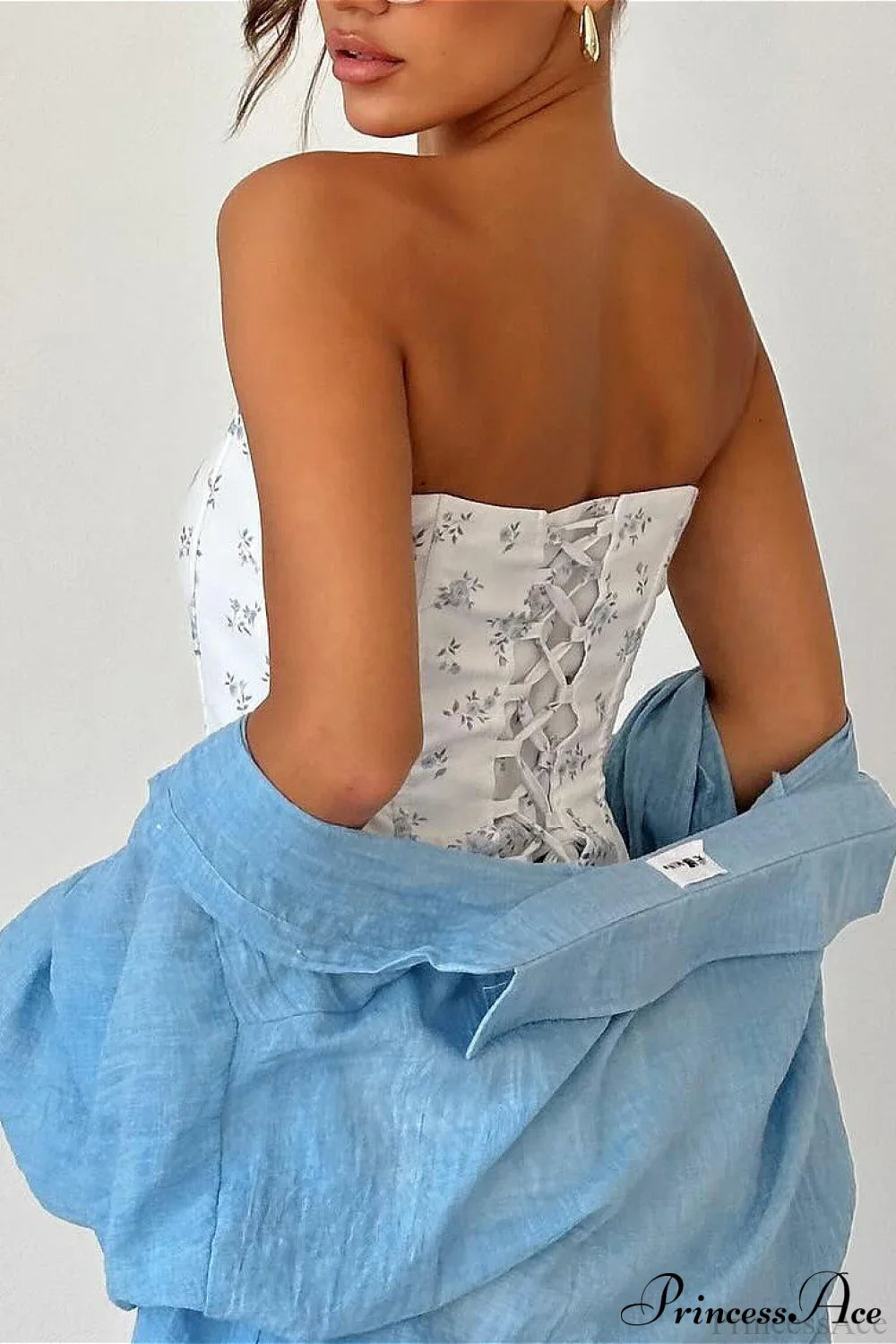 Floral Boned Back Tie Waist Cincher Corset image 5