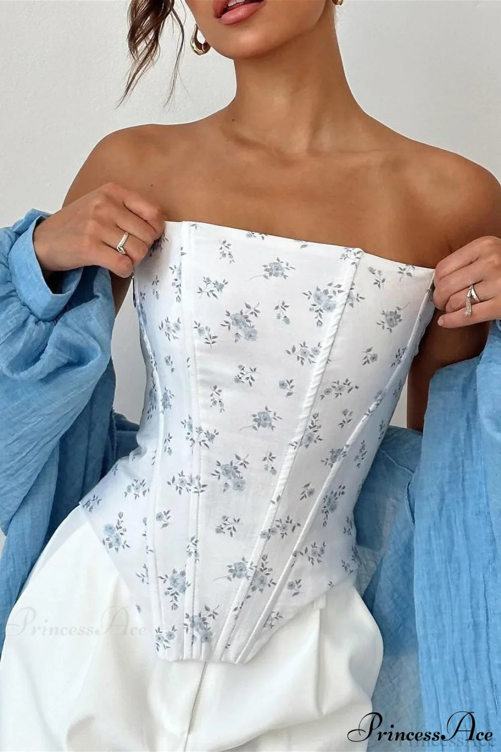 Floral Boned Back Tie Waist Cincher Corset image 4