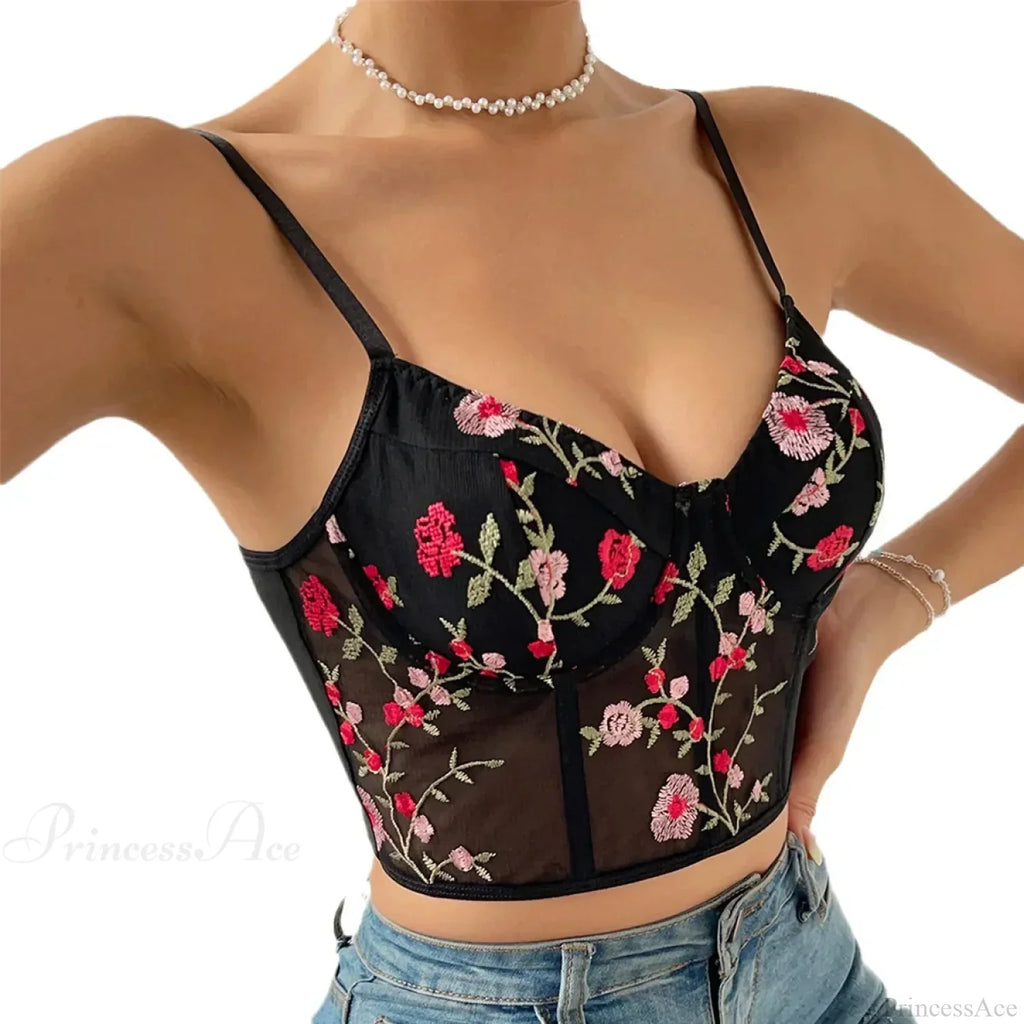 Floral Bustier Crop Top with Buckle Halter Tank image 6