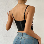 Floral Bustier Crop Top with Buckle Halter Tank image 2