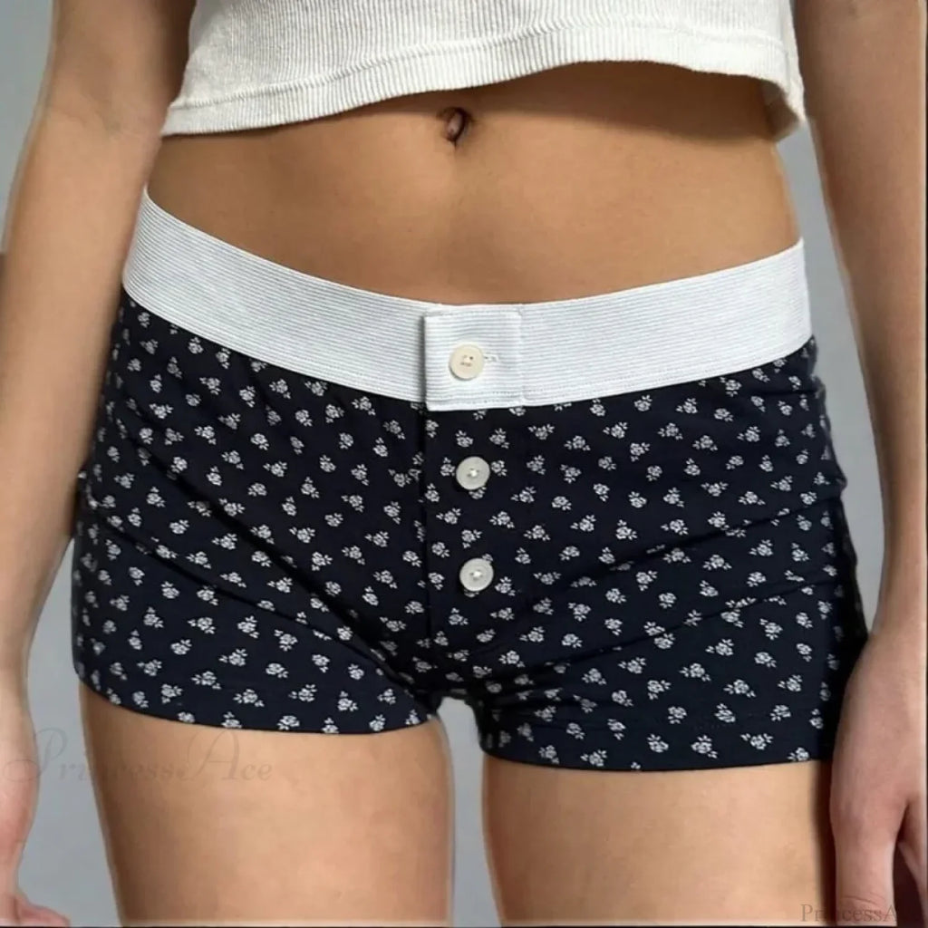 Floral Button Stretch Lounge Short image 1