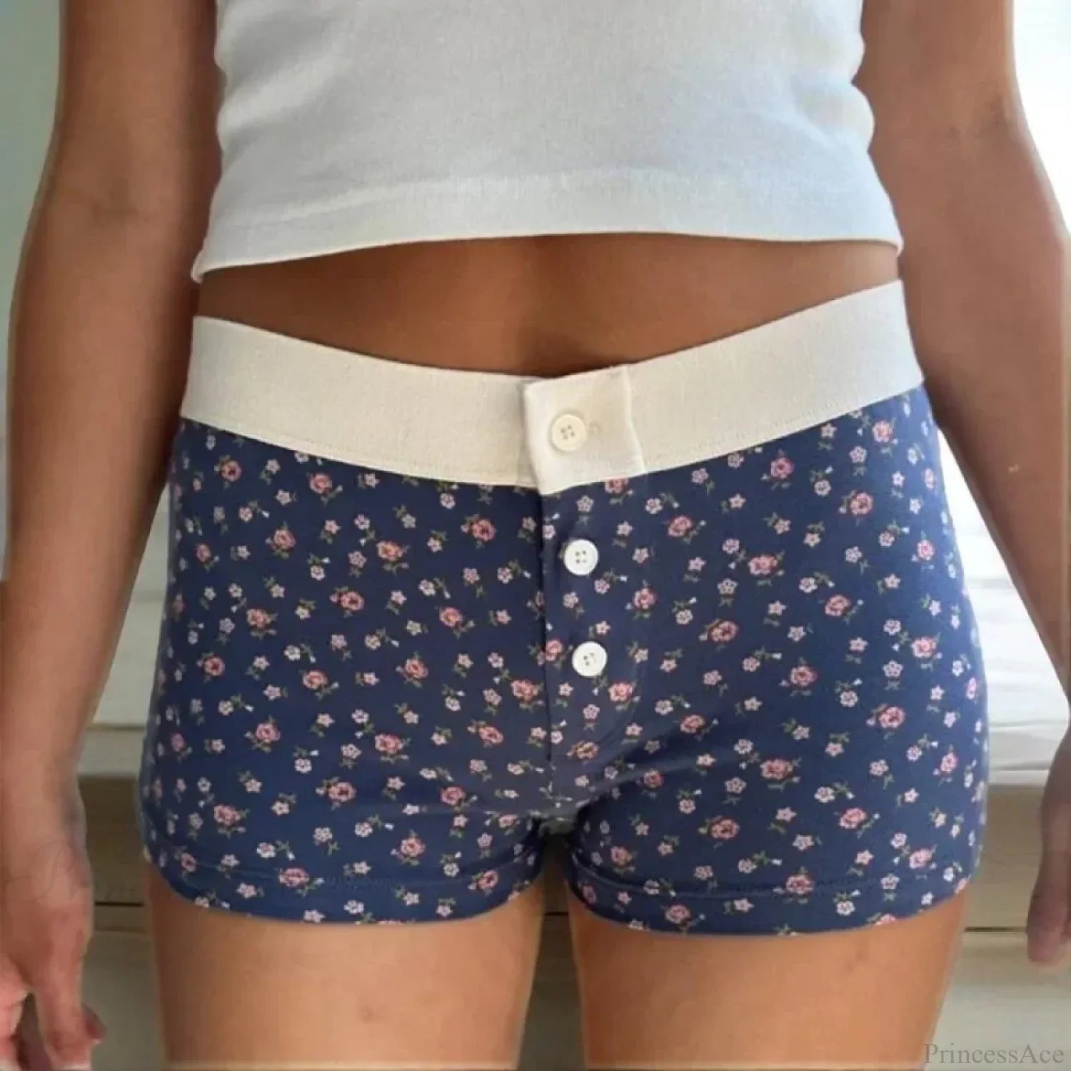 Floral Button Stretch Lounge Short image 3