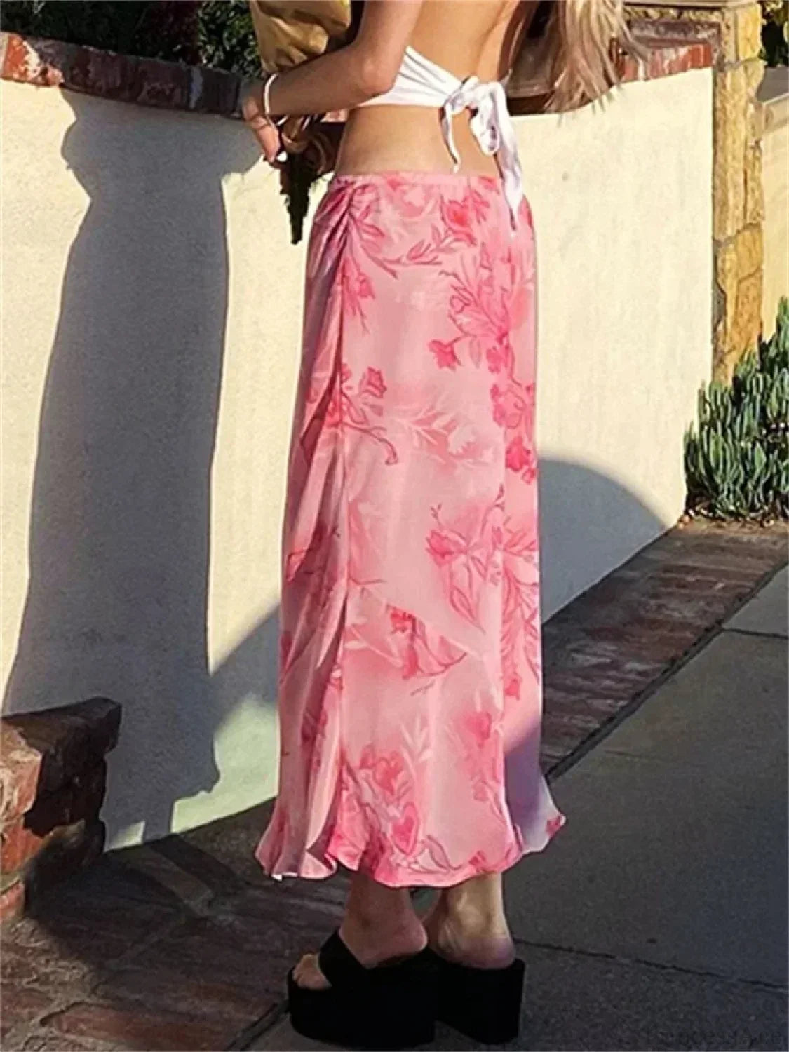Floral Chiffon Low Waist Casual Retro Skirt image 2