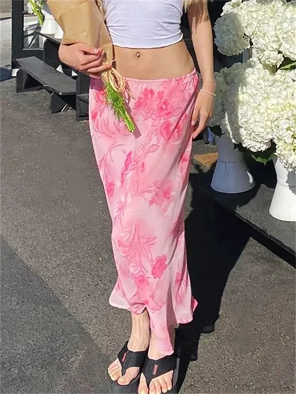 Floral Chiffon Low Waist Casual Retro Skirt image 3