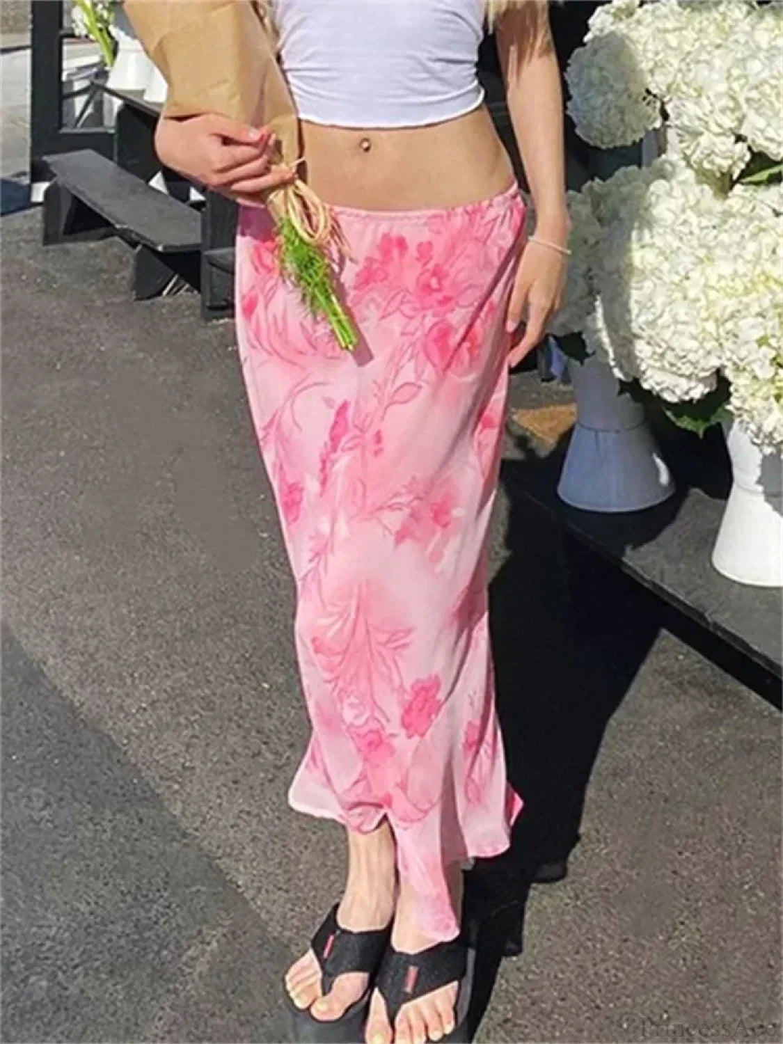 Floral Chiffon Low Waist Casual Retro Skirt image 3