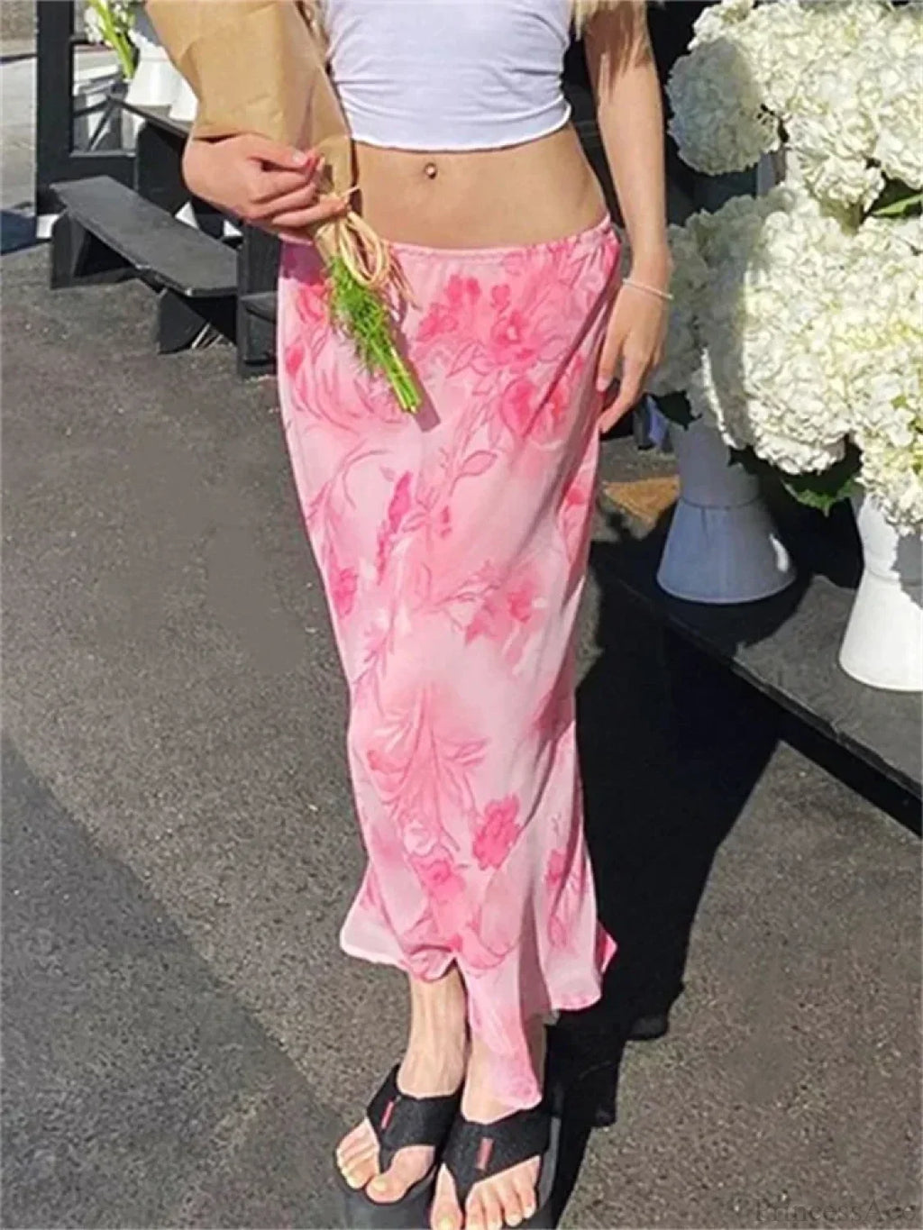 Floral Chiffon Low Waist Casual Retro Skirt image 1
