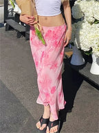 Floral Chiffon Low Waist Casual Retro Skirt image 1