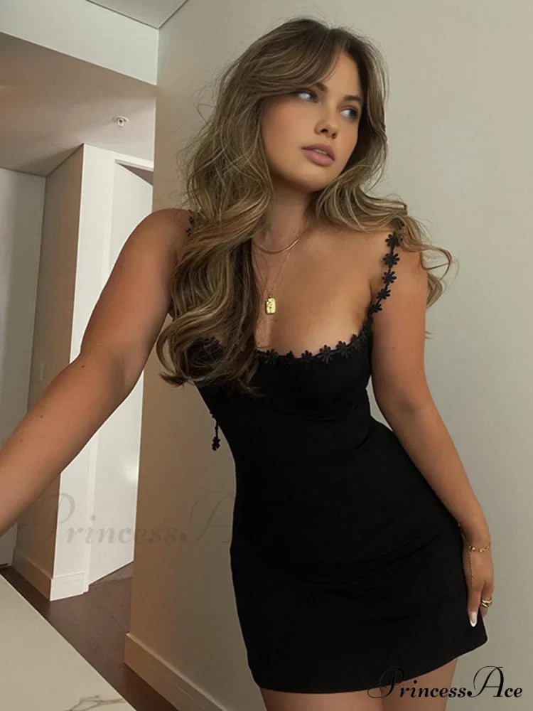 Floral Contrast Trim Low Modern Cut Cami Mini Dress image 1