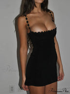 Floral Contrast Trim Low Modern Cut Cami Mini Dress image 4