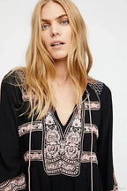 Floral Embroidered Tassel Oversized Cotton Boho Dress image 5