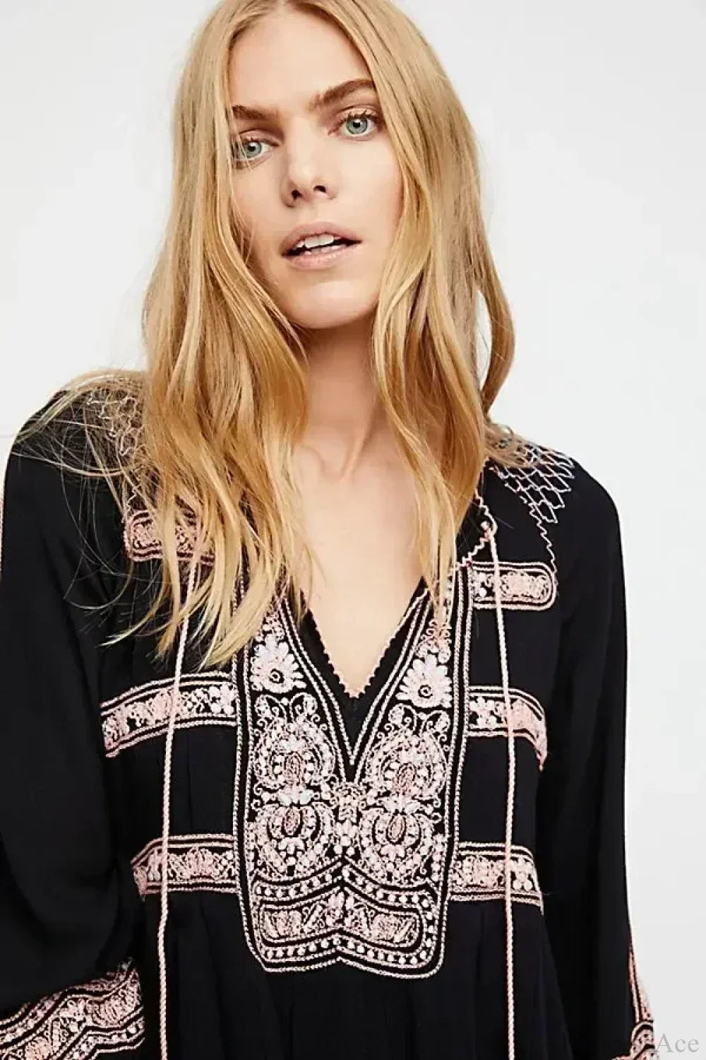 Floral Embroidered Tassel Oversized Cotton Boho Dress image 5