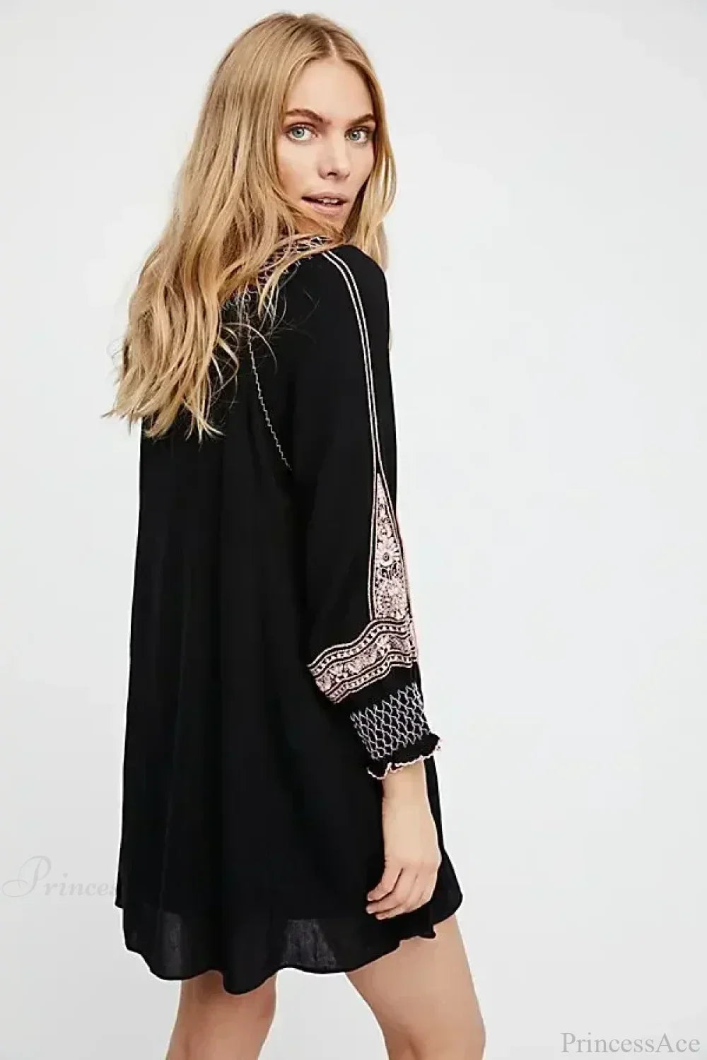 Floral Embroidered Tassel Oversized Cotton Boho Dress image 6