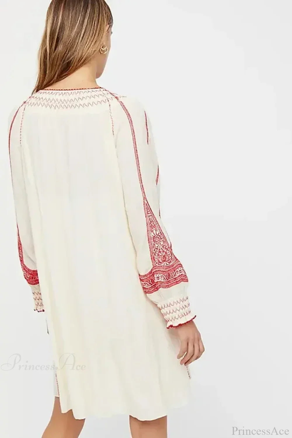 Floral Embroidered Tassel Oversized Cotton Boho Dress image 3
