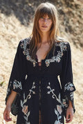 Floral Embroidery Backless Strapless Cotton Boho Dress image 2