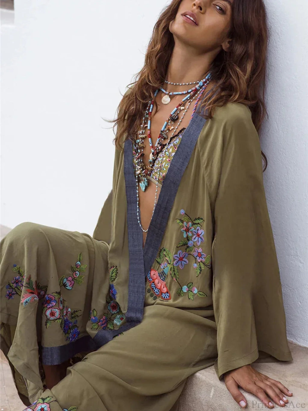 Floral Embroidery Open Stitch Bikini Cover Up image 1