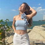 Floral Frill Strappy Charming Wrap Around Crop Top image 9