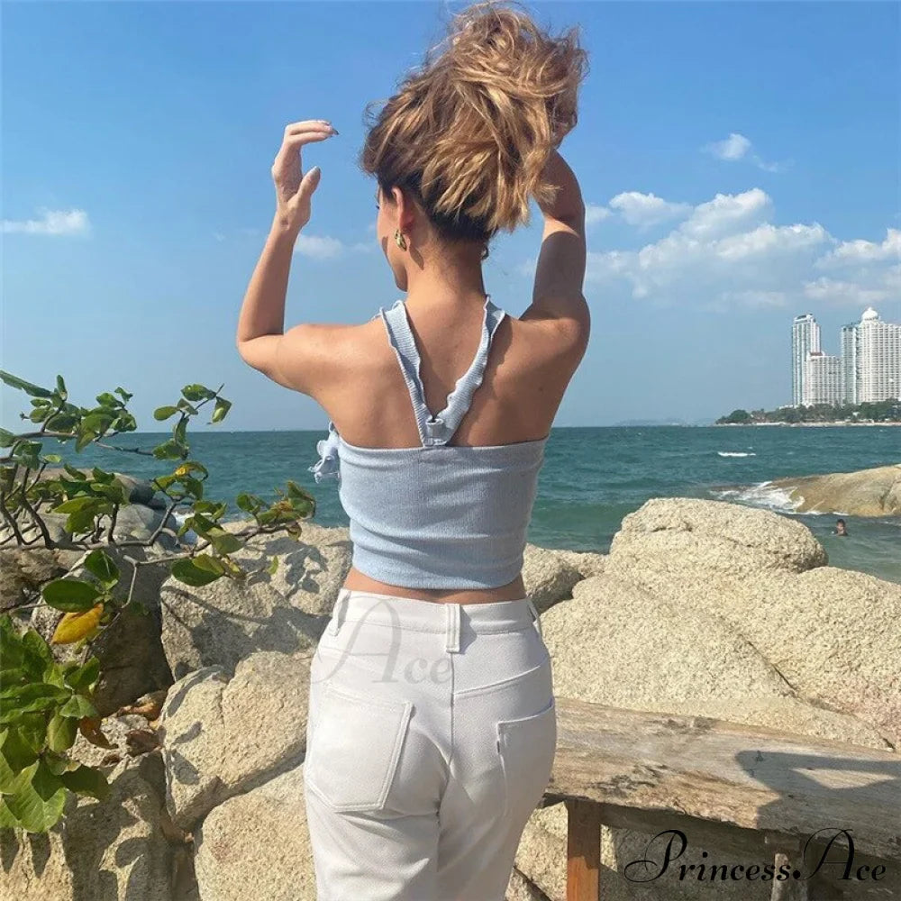 Floral Frill Strappy Charming Wrap Around Crop Top image 11