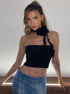 Floral Frill Strappy Charming Wrap Around Crop Top image 3