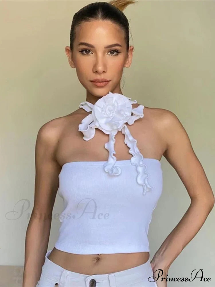 Floral Frill Strappy Charming Wrap Around Crop Top image 4
