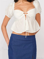 Floral Front Tie-Up Crop Blouse image 4