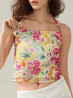 Floral Halter Backless Sleeveless Cropped Vest Camisole image 2