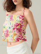 Floral Halter Backless Sleeveless Cropped Vest Camisole image 3