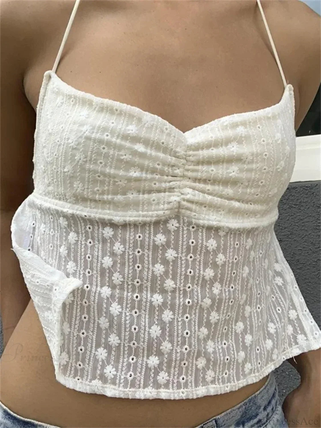 Floral Halter Backless Y2K Fairycore Crop Tank Top image 5