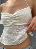 Floral Halter Backless Y2K Fairycore Crop Tank Top image 7