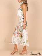 Floral Halter Neck Charming Elastic Waist Maxi Dress image 4