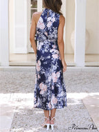 Floral Halter Neck Charming Elastic Waist Maxi Dress image 21
