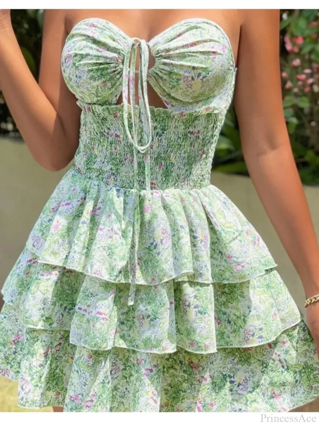 Floral Halter Neck Lace-Up Mini Floral Dress image 3
