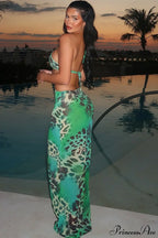 Floral Hollow Backless Tie Bodycon Maxi Dress image 2
