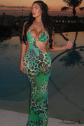Floral Hollow Backless Tie Bodycon Maxi Dress image 1
