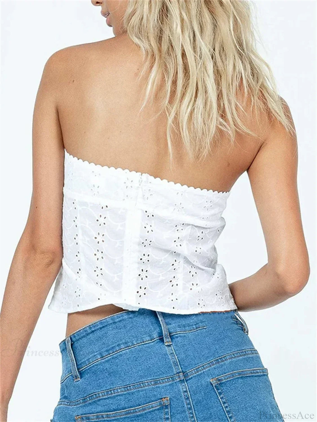 Floral Hollow-out Strapless Off-shoulder Tube Top image 5
