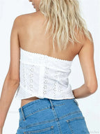 Floral Hollow-out Strapless Off-shoulder Tube Top image 5