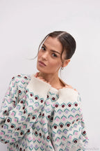 Floral Jacquard Crew Neck Knit Sweater image 4