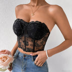 Floral Lace Backless Short Y2K Sexy Crop Top image 7