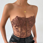 Floral Lace Backless Short Y2K Sexy Crop Top image 6