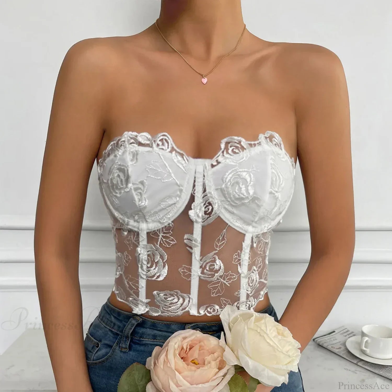 Floral Lace Backless Short Y2K Sexy Crop Top image 3