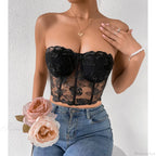 Floral Lace Backless Short Y2K Sexy Crop Top image 2