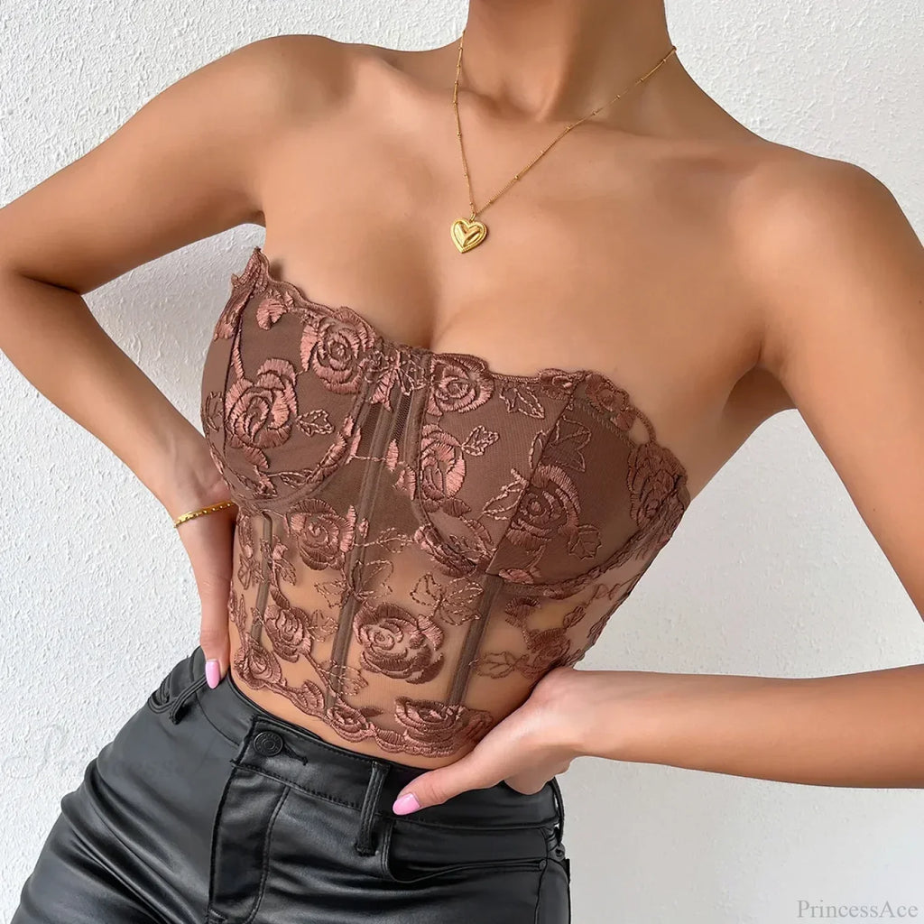 Floral Lace Backless Short Y2K Sexy Crop Top image 5