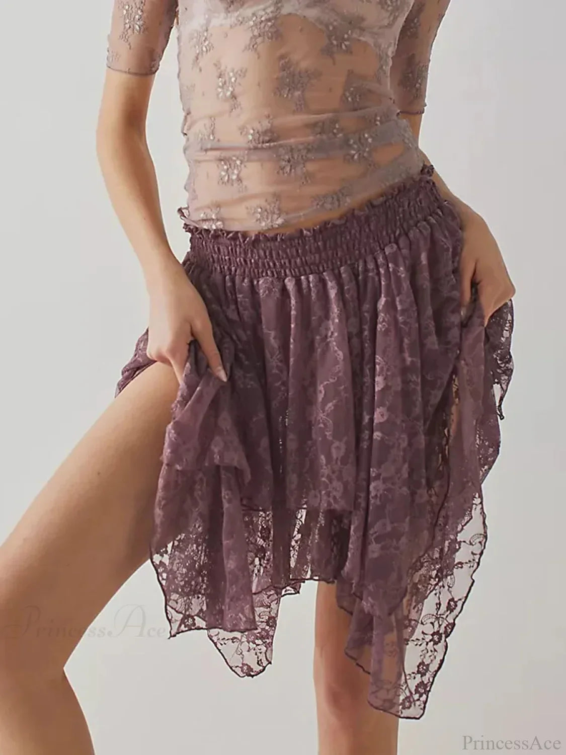 Floral Lace Irregular Hem Skirt image 4