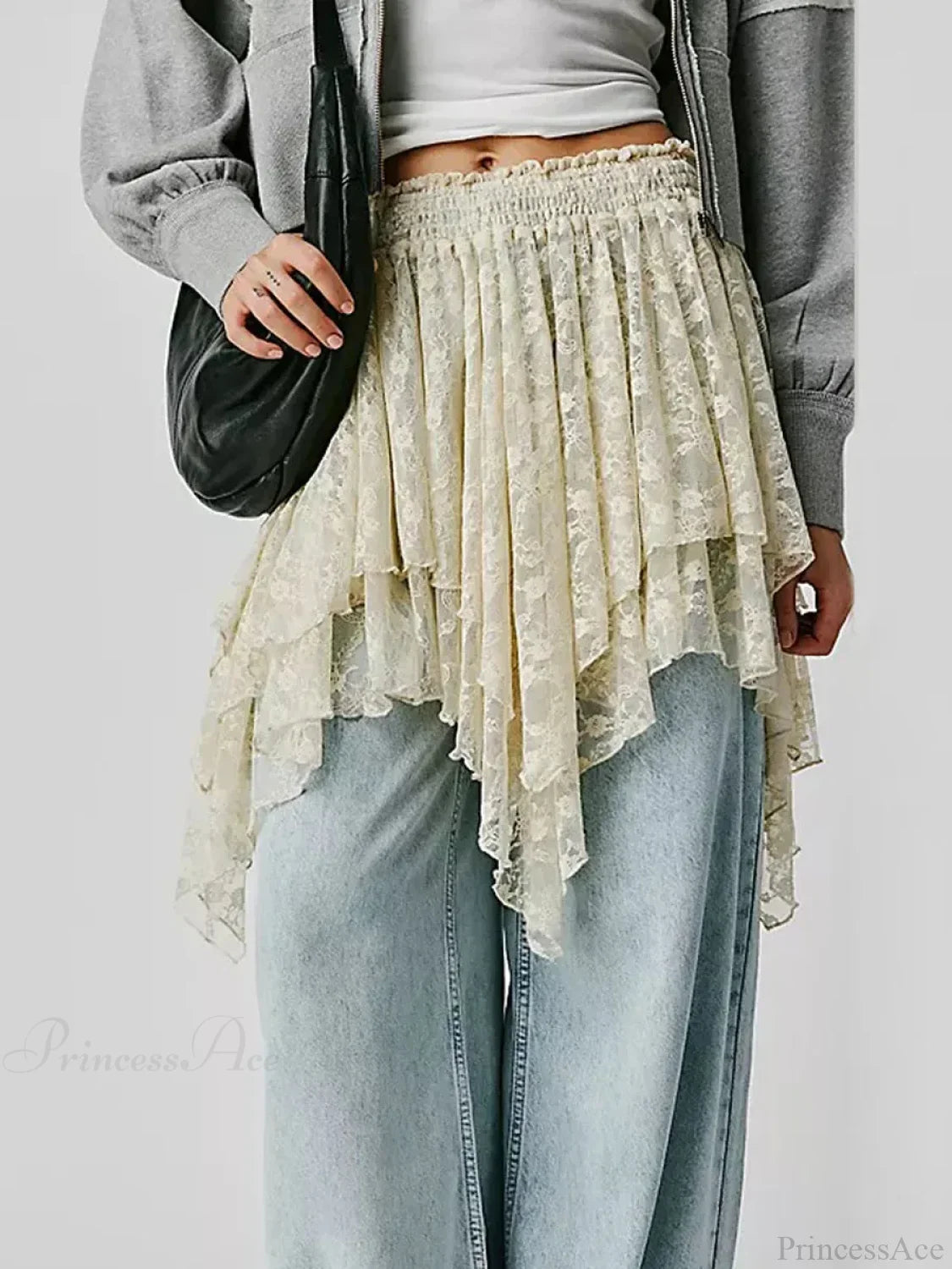 Floral Lace Irregular Hem Skirt image 2
