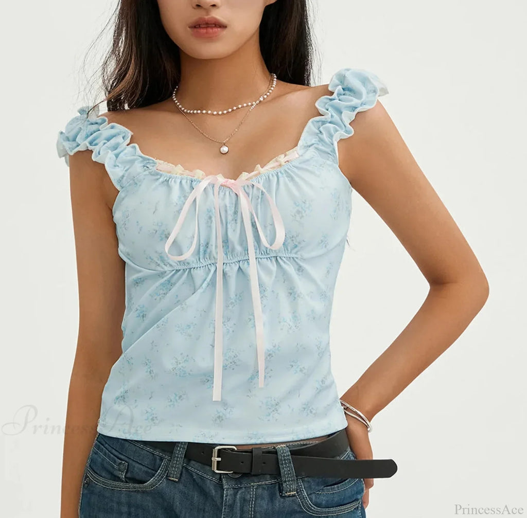 Floral Lace Patchwork Sleeveless Slim Fit Club Crop Vest image 1