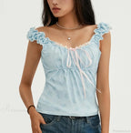 Floral Lace Patchwork Sleeveless Slim Fit Club Crop Vest image 6