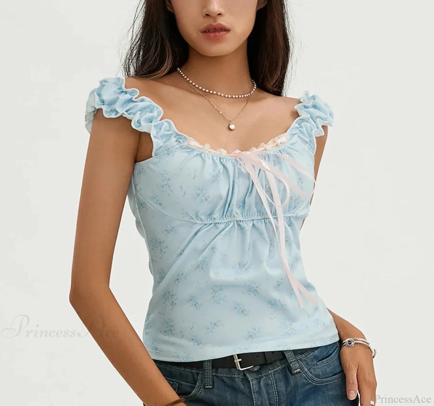 Floral Lace Patchwork Sleeveless Slim Fit Club Crop Vest image 4
