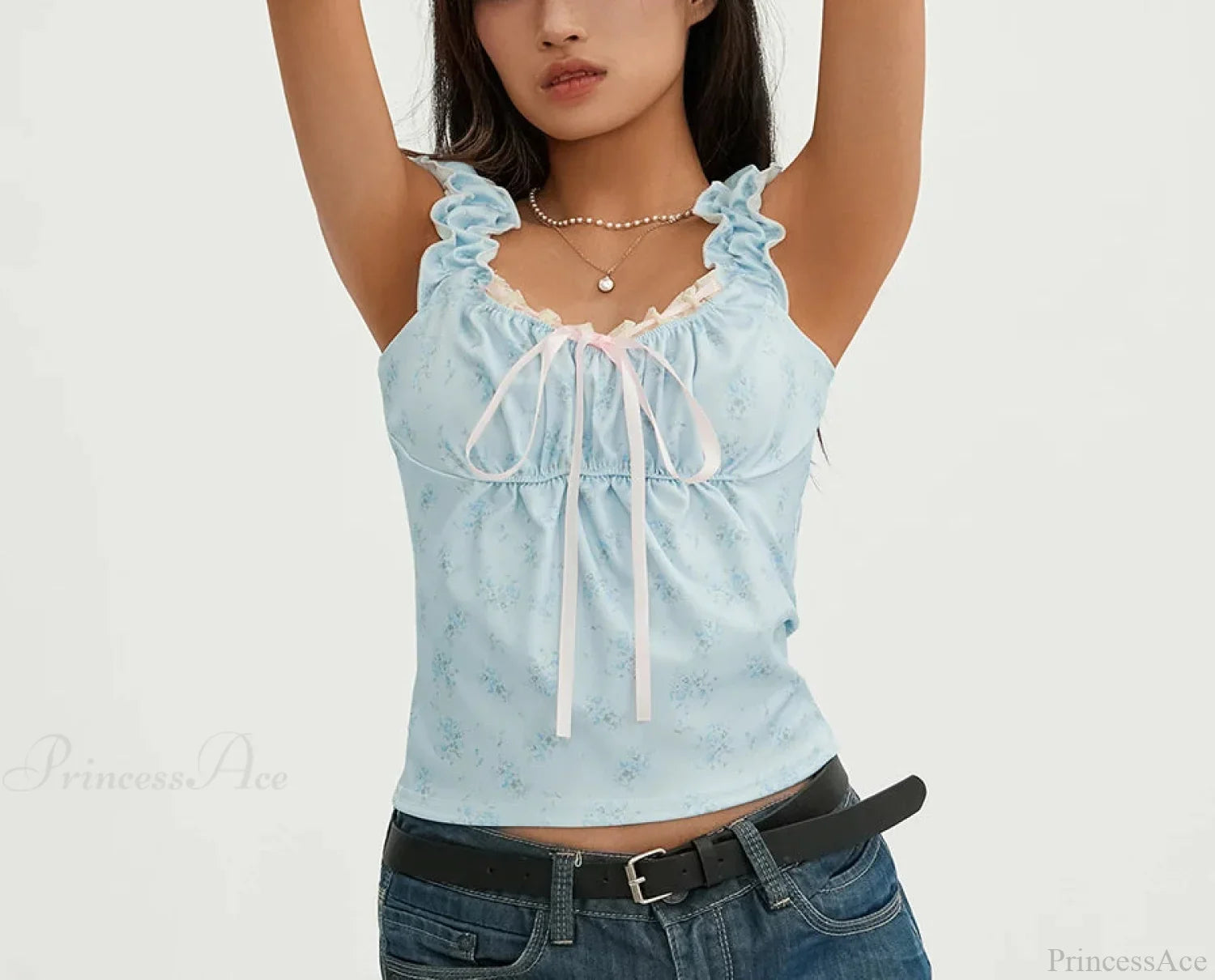 Floral Lace Patchwork Sleeveless Slim Fit Club Crop Vest image 5