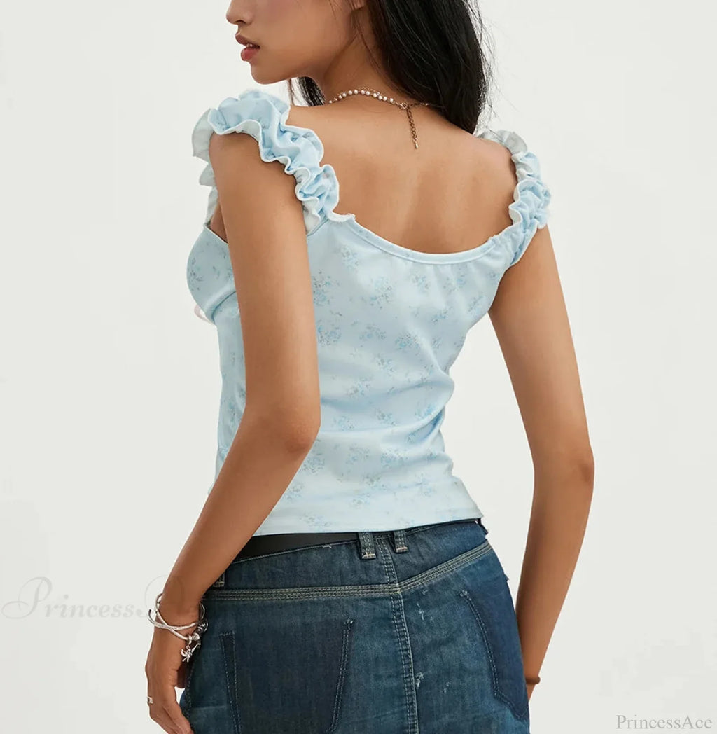 Floral Lace Patchwork Sleeveless Slim Fit Club Crop Vest image 2