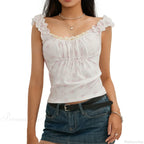Floral Lace Patchwork Sleeveless Slim Fit Club Crop Vest image 7
