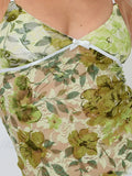 Floral Lace Sheer Spaghetti Strap V-neck Harajuku Crop Top image 2